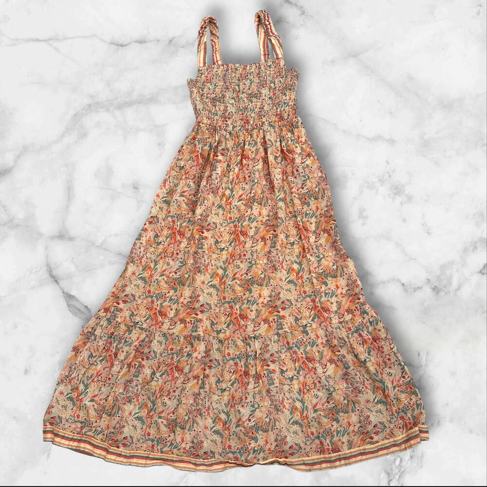 Marine Layer Selene Floral Smocked Tiered Maxi Sundress Boho